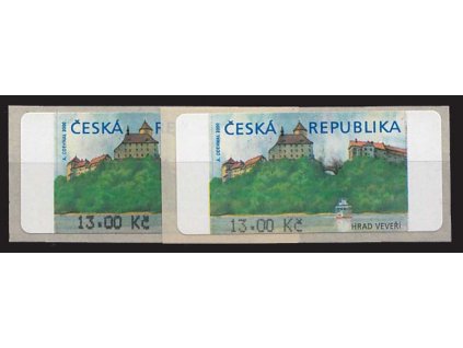 2000, 13Kč Veveří, silný a slabý tisk hodnoty, Nr.AU 1B