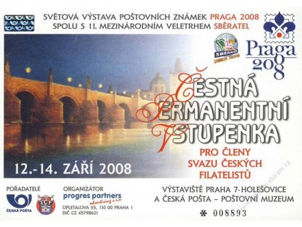 2008, Sběratel Praha, Čestná permanentní vstupenka