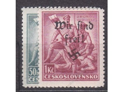 50h-1Kč Zborov, přetisk WIR SIND FREI, **