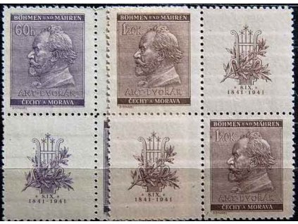 1941, 60h-1.20K Dvořák, Nr.62-3, VK-20, **