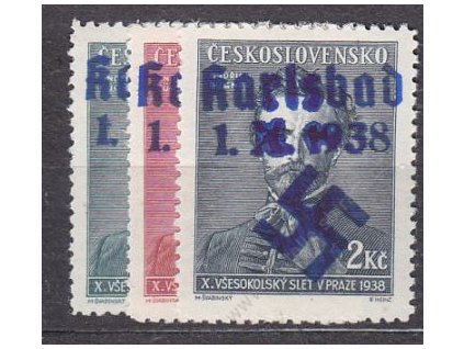 50h-2kč Fugner, série s přetiskem KARLSBAD 1.X.38