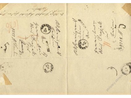 Chrudim, 1875, oboustranně prošlý R-dopis