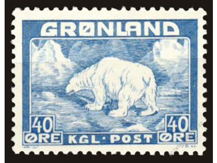 Grónsko, 1946, 40Q Medvěd, MiNr.27, **