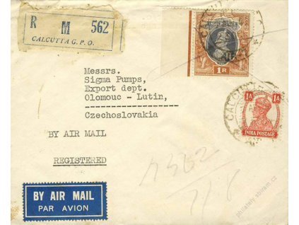 Indie, 1947, DR Calcutta, R-let. dopis