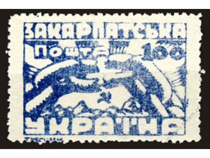 Karpatská Ukrajina, 1945, 100F modrá, MiNr.79A, **