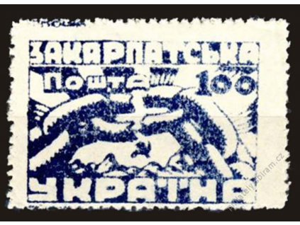 Karpatská Ukrajina, 1945, 100F modrá, MiNr.79A, **