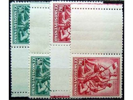 1937, 50h-1Kč série Bitva u Zborova, kupony, Nr.318-9K, * po nálepce
