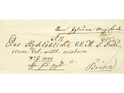 Jglau, modré razítko, dopis z roku 1845