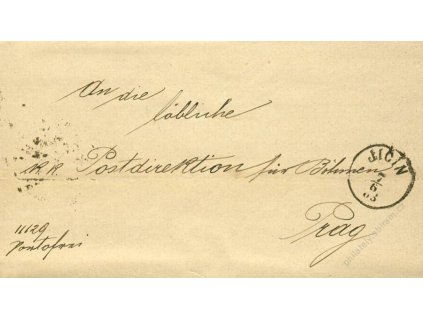 Jičín, skládaný dopis z roku 1883, stopy stáří