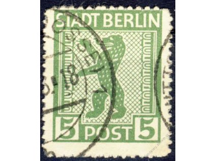 Berlin a Brandenburg, 1945.5Pf Medvěd, MiNr.1B, razítkované