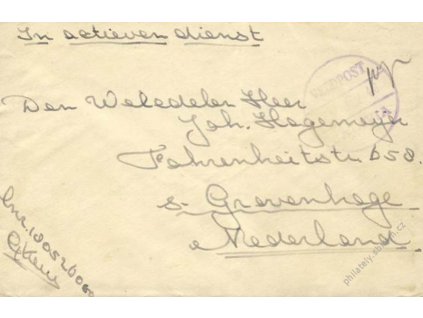 Jáva, 1940, dopis PP zaslaný z Jávy do Holandska