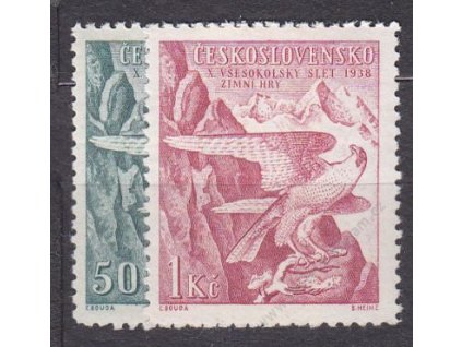 1938, 50h-1Kč Sokol, Nr.331-2, **