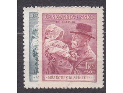 1938, 50h-1Kč Masaryk, Nr.333-4, **