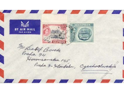 Kypr, 1962, DR Larnaca, let. dopis zaslaný do ČSR