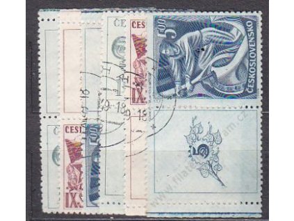1949, 1.50-5Kčs KSČ, kupony, Nr.511-13, razítk.
