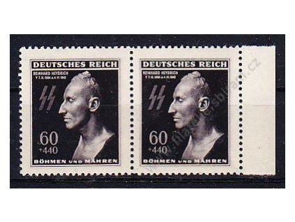 1943, 60+440h Heydrich, kraj.2páska s DV - vajíčko, Nr.111, **