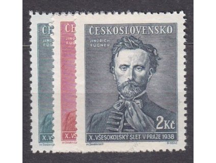 1938, 50h-2Kč Fugner, Nr.339-41, **