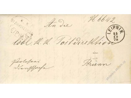 Leipnik, skládaný dopis z roku 1879, stopy stáří