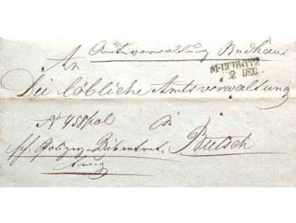 M.Budwitz, skládaný dopis z roku 1849
