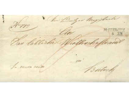 M:Budwitz, skládaný dopis z roku 1846