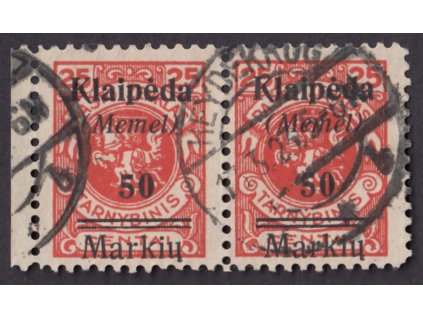 Memel, 1923, 50M/25C červená, 2páska, MiNr.131, razítkované