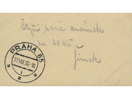 1936, DR Praha, potvrzení za koupi známek