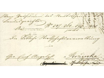 Neuttischein, skládaný dopis z roku 1850