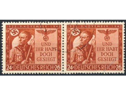 DV, 1943, 24Pf Voják, DV - flek na límci, MiNr.863I, razítkované