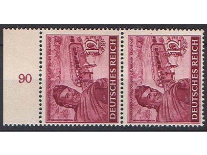 DV, 1944, 12Pf tmavěkarmínová, DV - tečka, MiNr.890III, **