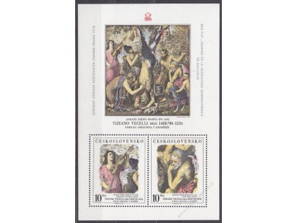 1978, 10Kčs aršík PRAGA 1978, DV - čárka na hrudi fauna, (Pof.800,-), NA2334/5A, **