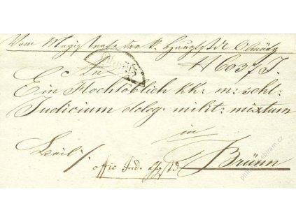 Olmutz, skládaný dopis z roku 1836