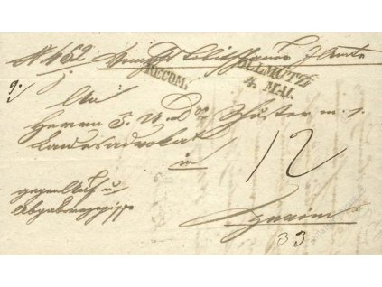 Ollmutz + Recom, skládaný dopis z roku 1841