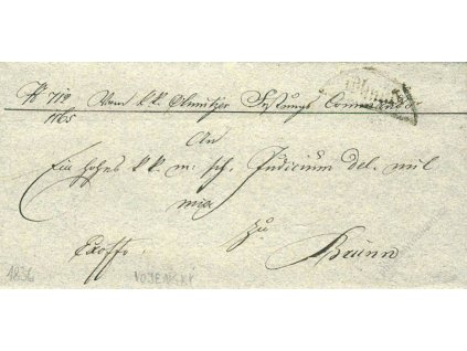 Olmutz, skládaný vojenský dopis z roku 1836