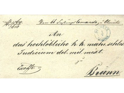 Ollmutz, modré razítko, dopis z roku 1848