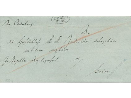 Oedenburg, skládaný dopis z roku 1824