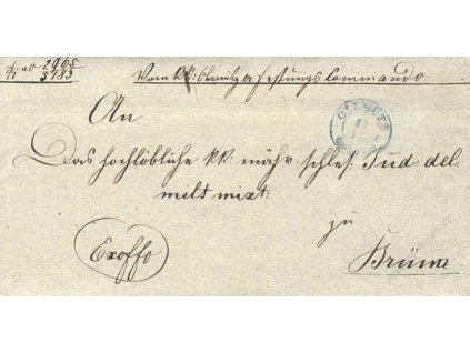 Olmutz, modré razítko, skládaný vojenský dopis z roku 1848