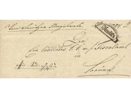 Olmütz, skládaný dopis z roku 1836