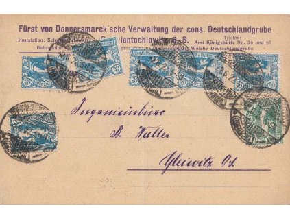 Oberschlesien, 1922, DR Schwientochlowitz, firemní lístek, přeloženo