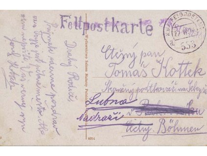 No.553a, pohlednice zaslaná v roce 1918 do Čech