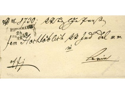 Prossnitz, skládaný dopis z roku 1852