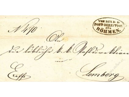 Post-Direction fur Bohmen, dopis z roku 1863