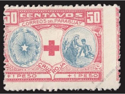 Paraguay, 1922, 50C Červený kříž, * po nálepce