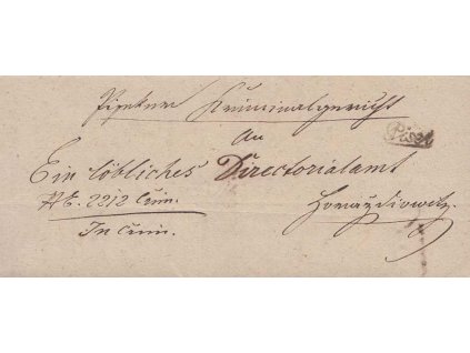 Pisek, skládaný dopis z roku 1849