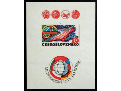 1980, 10Kčs nezoubkovaný aršík Interkosmos, Nr.A2434B, **