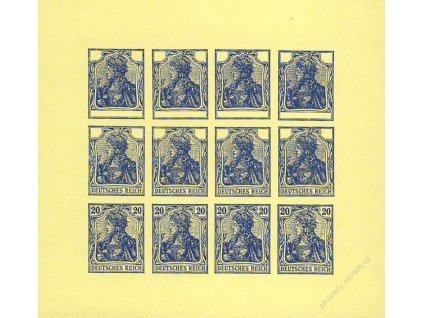 1920, 20Pf Germanie, modrá facsimile na žlutém papíru, (*)