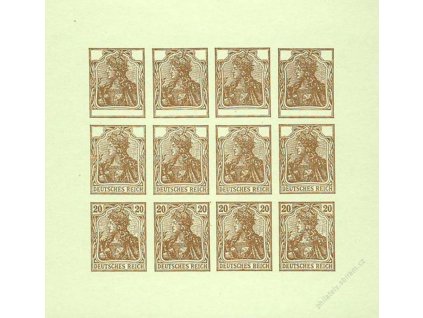 1920, 20Pf Germanie, hnědá facsimile na zeleném papíru, (*)