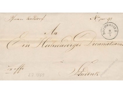 Rothwasser, skládaný dopis z roku 1869