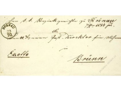 Roznau, skládaný dopis z roku 1851