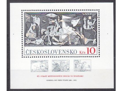 1981, aršík 10Kčs.P.Picasso, aršík se soutiskovými křížky, Nr.2496, **