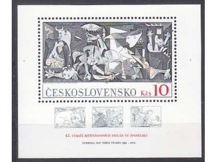 1981, aršík 10Kčs.P.Picasso, aršík se soutiskovými křížky, Nr.A2496, **